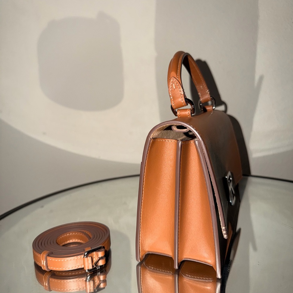 Brown Leather Top-Handle Crossbody Bag - Picture 2 of 6